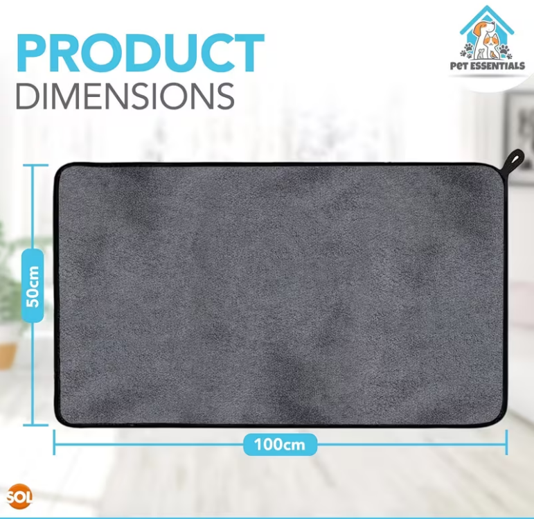 Super Absorbent Microfiber Pet Towel – Quick-Dry, Soft & Durable for Dogs & Cats (100×60 cm)