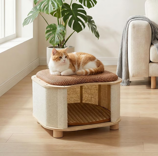 Multifunctional All-Season Cat Bed Stool. Enclosed Design for Both Winter and Summer Use, Providing Warmth in Winter